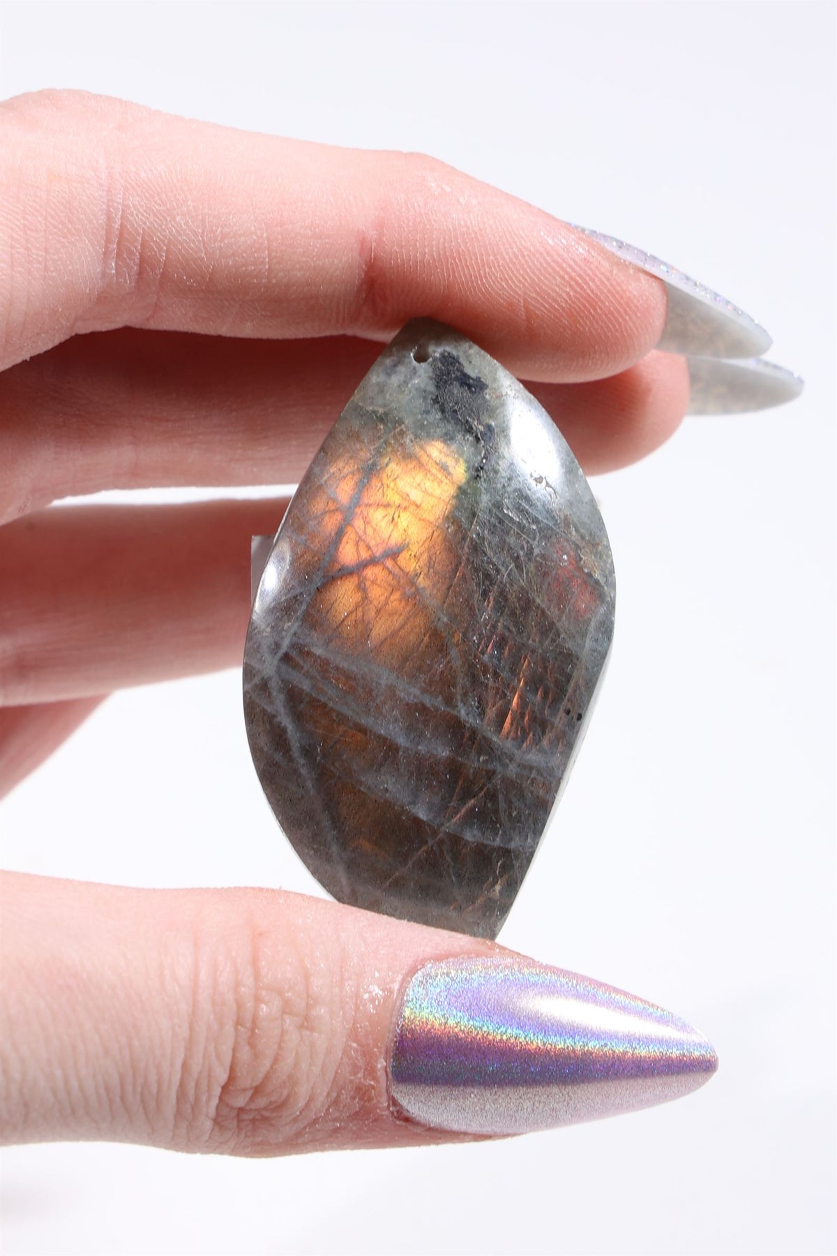 Purple Labradorite Cab (Drilled)