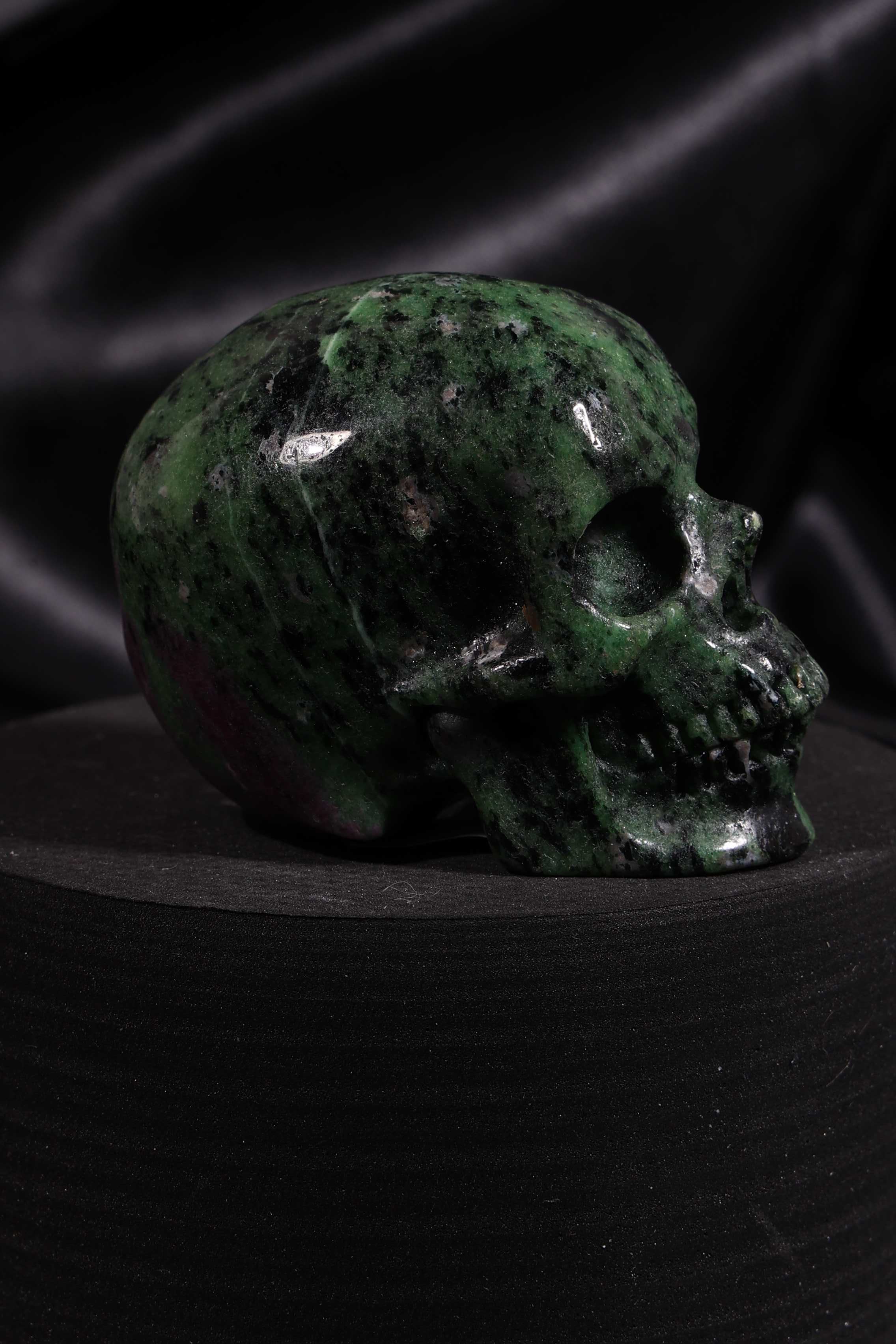 Ruby Zoisite Skull Carving