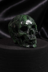 Ruby Zoisite Skull Carving