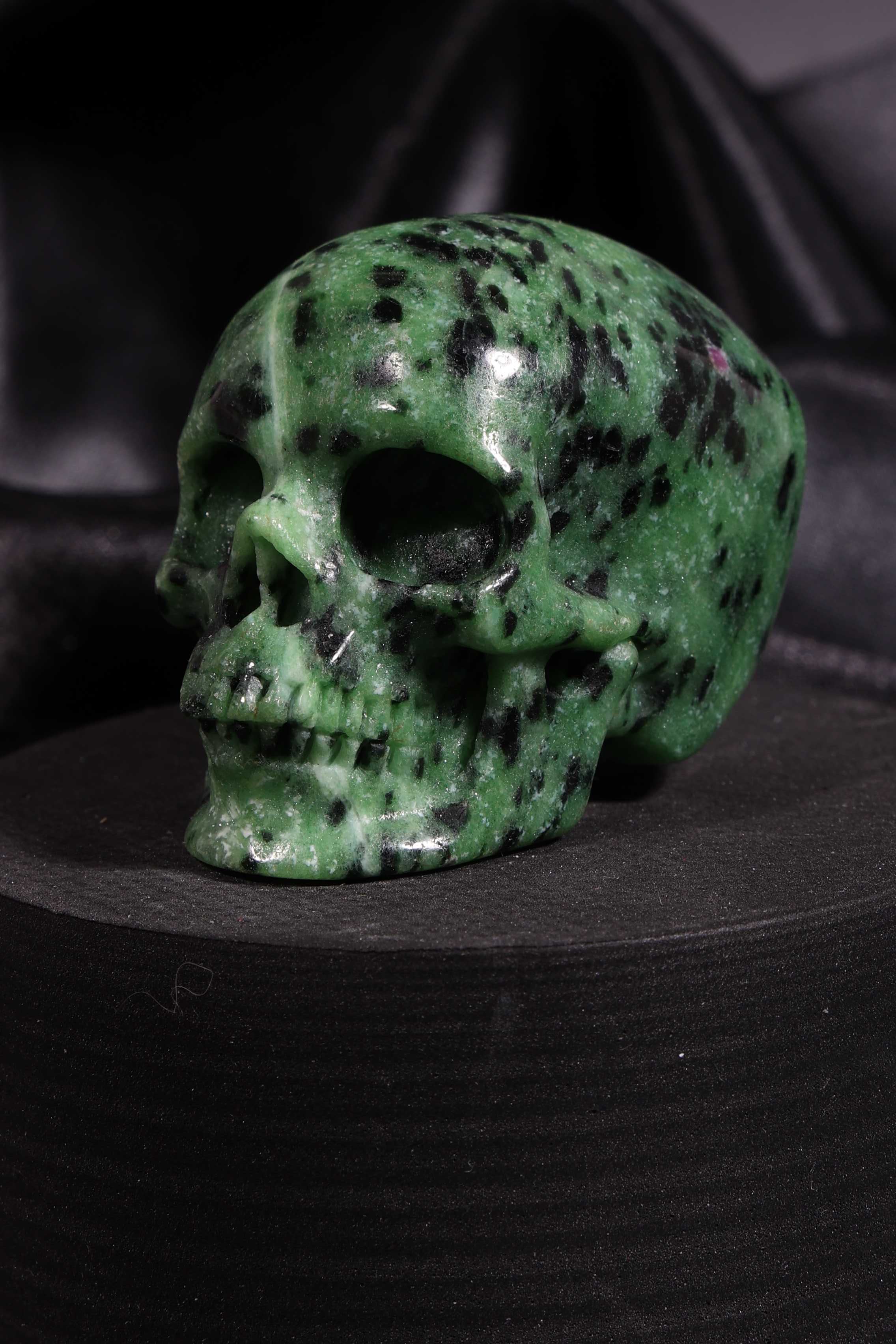 Ruby Zoisite Skull Carving