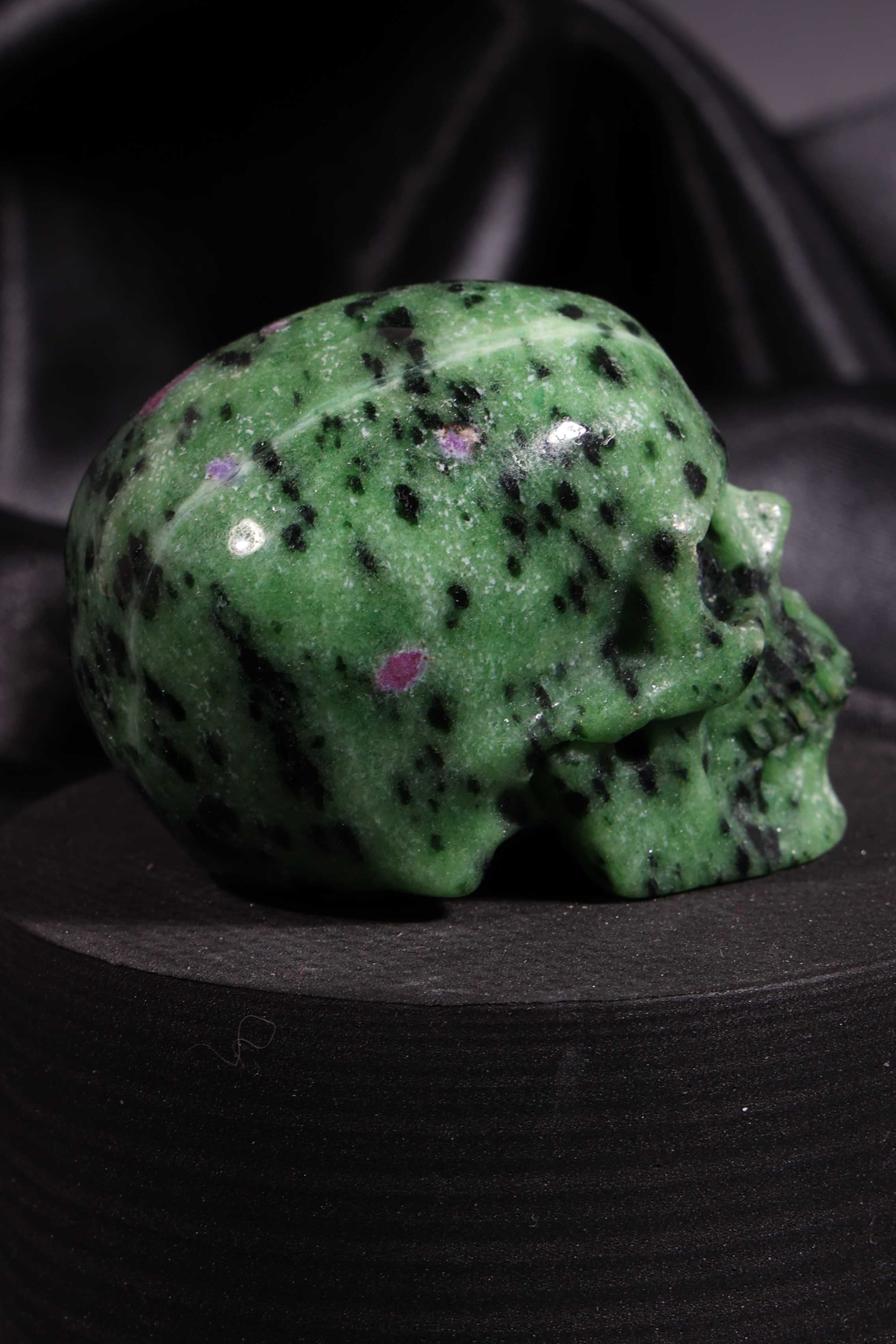 Ruby Zoisite Skull Carving