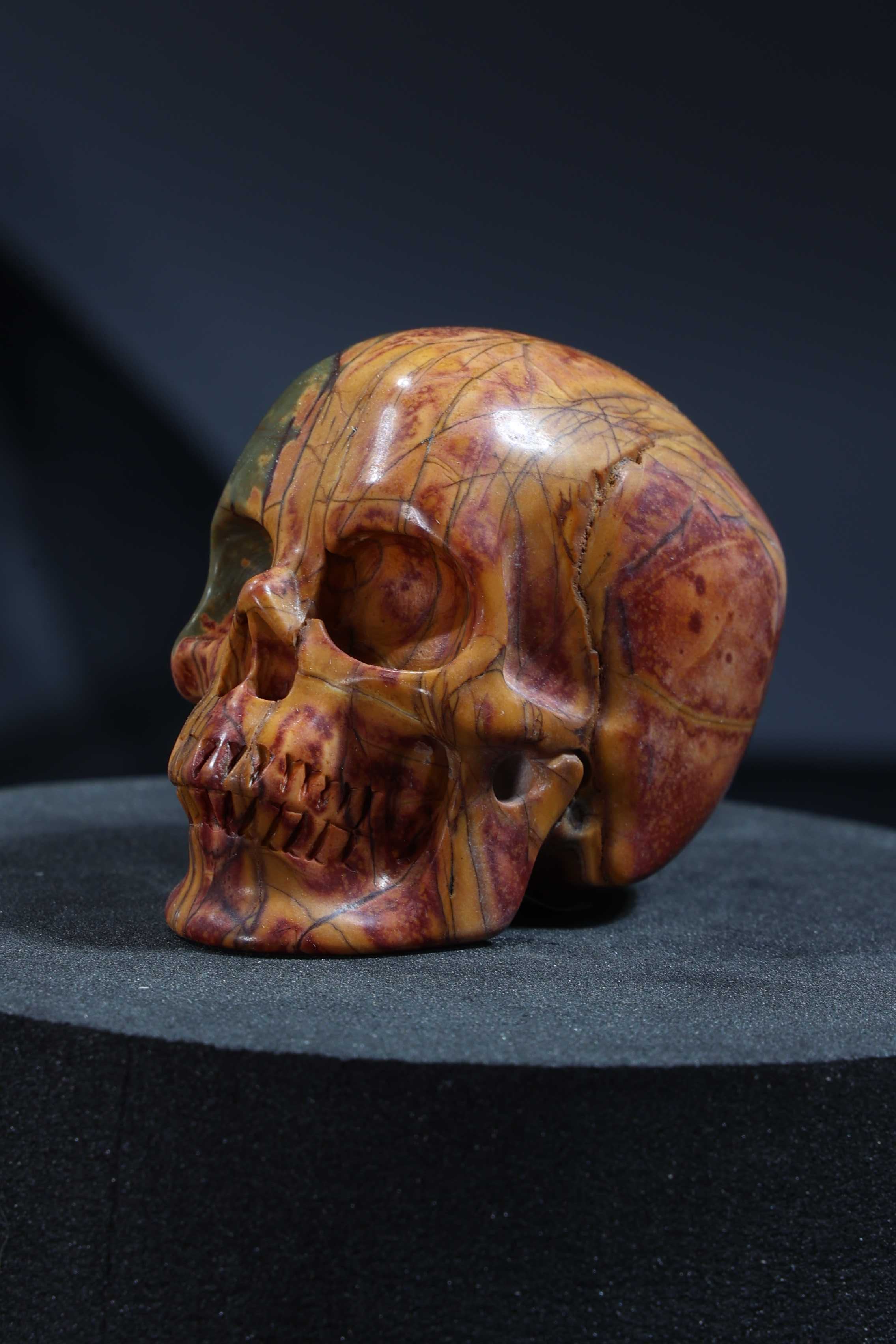 Polychrome Jasper Skull Carving