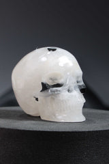 Tourmaline Quartz Skull Carving