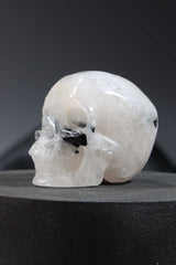 Tourmaline Quartz Skull Carving