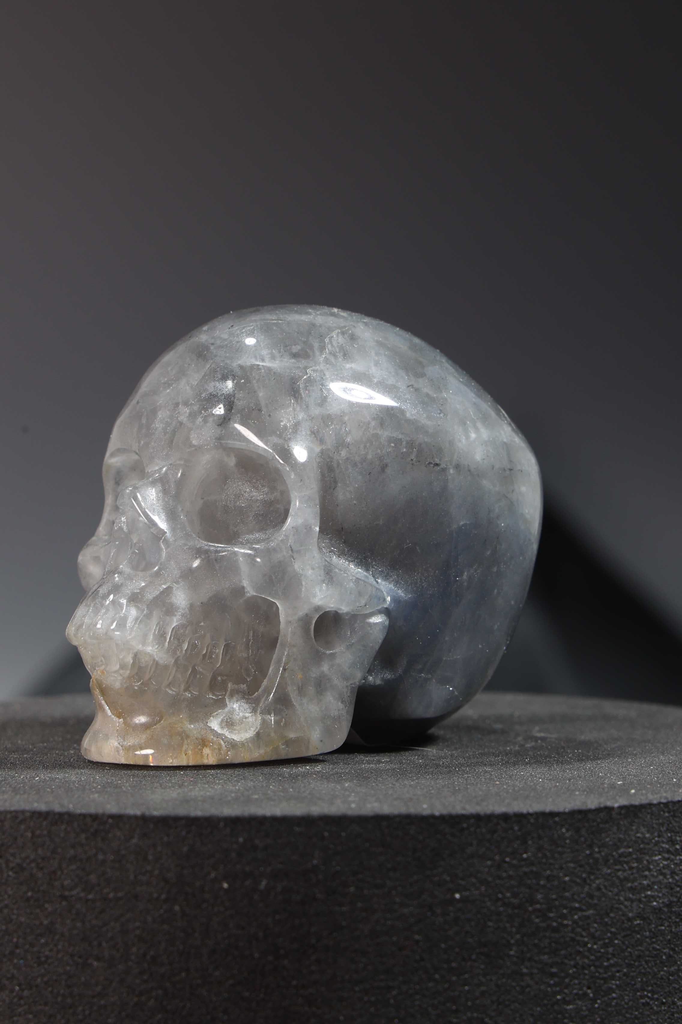 Blue Rose Quartz Skull Carving