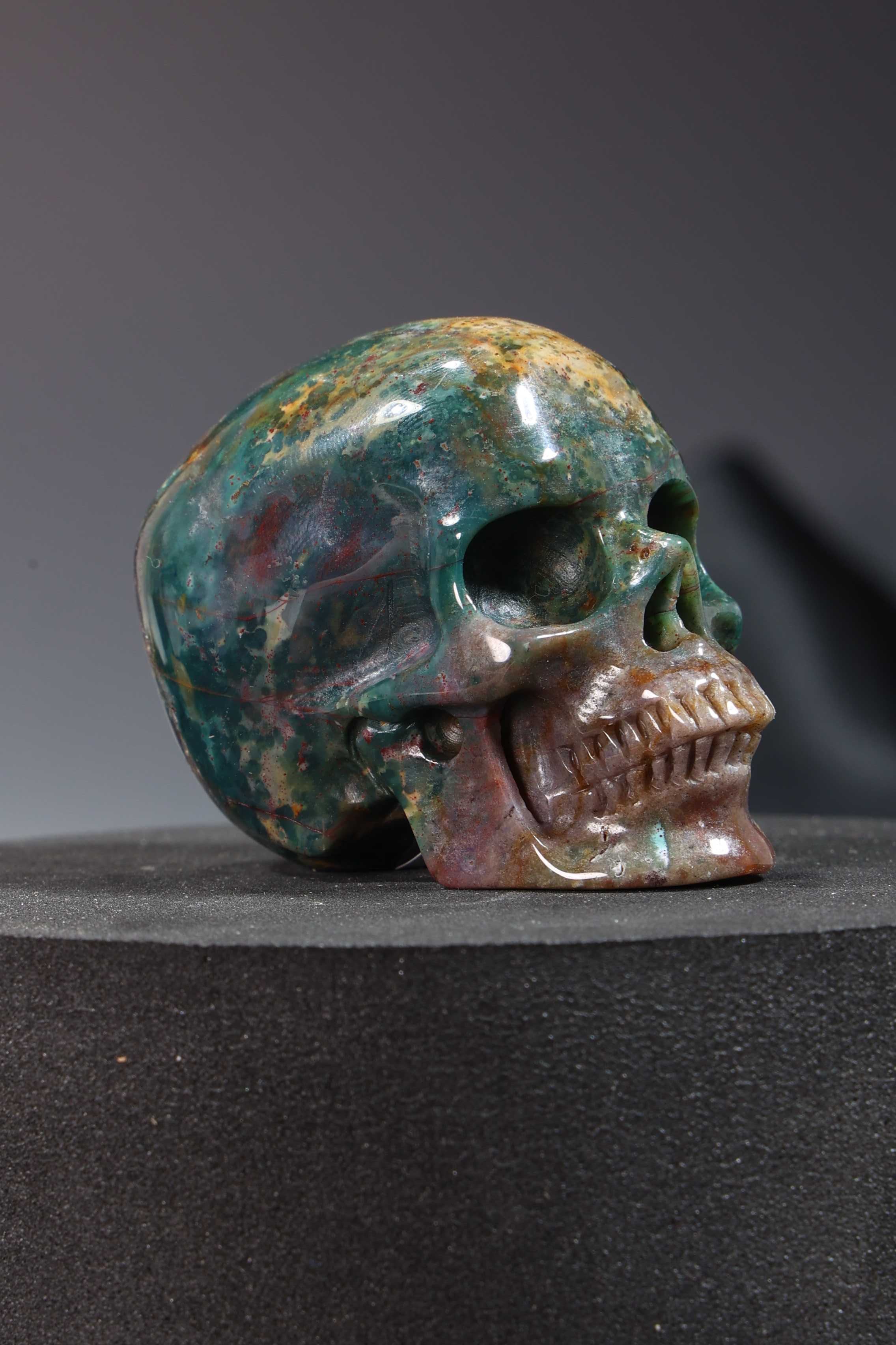 Ocean Jasper Skull Carving