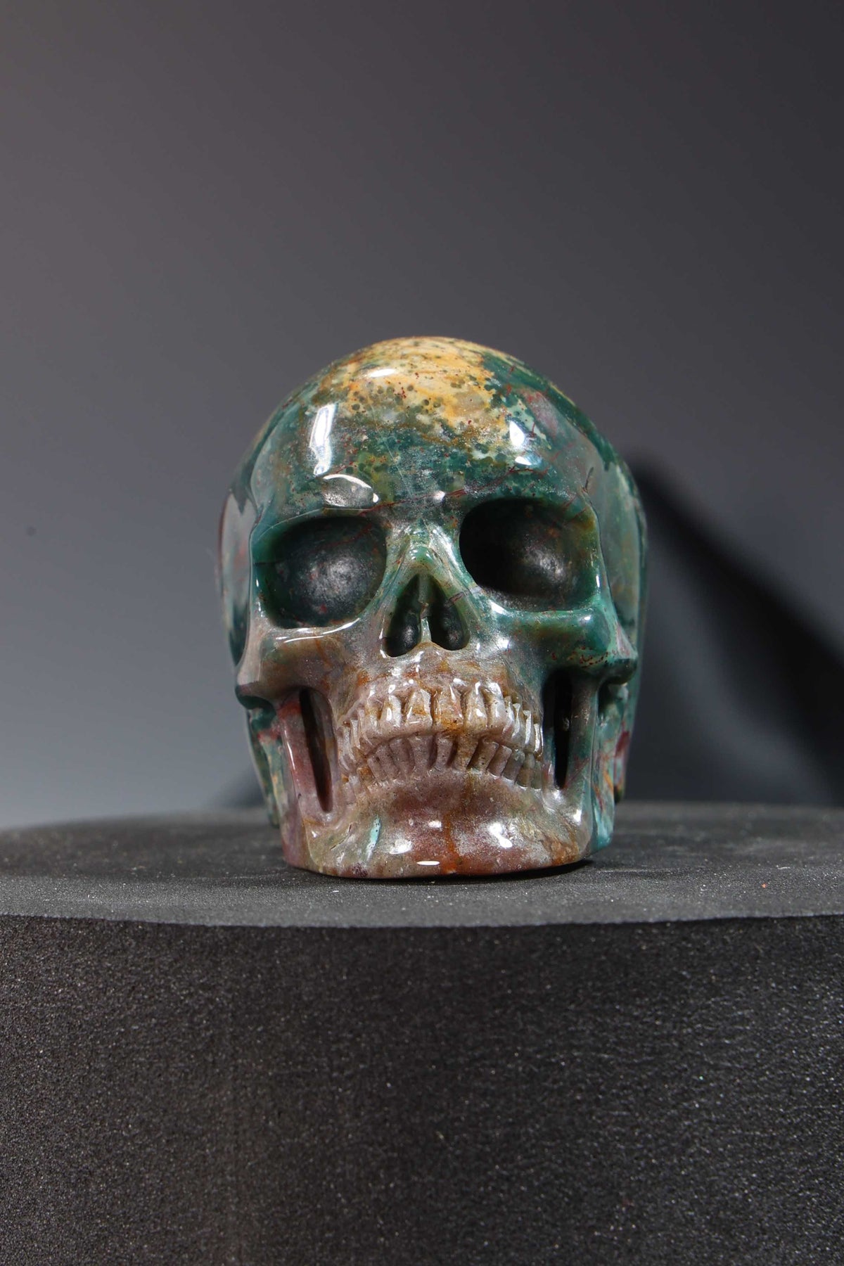 Ocean Jasper Skull Carving