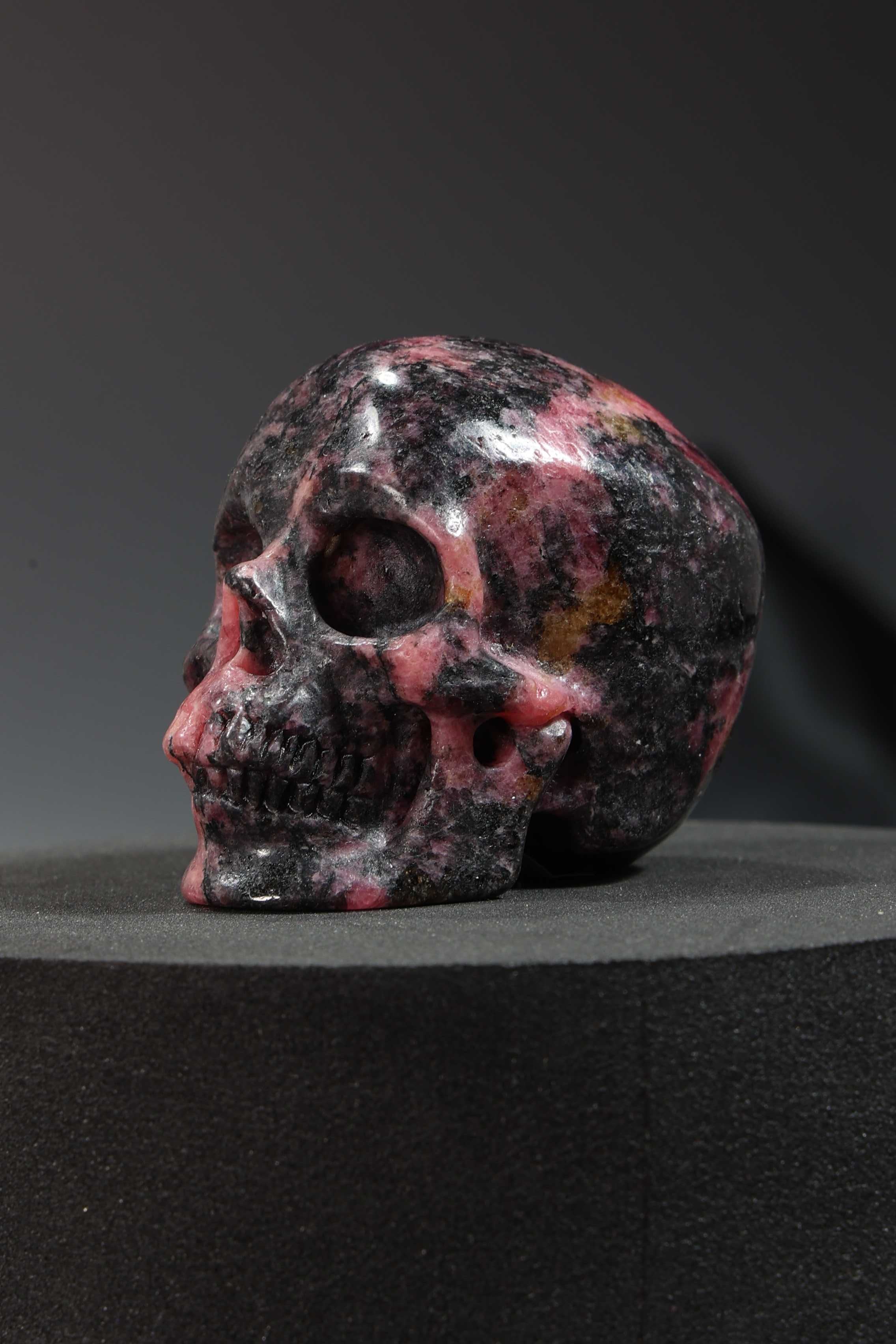 Rhodonite Skull Carving