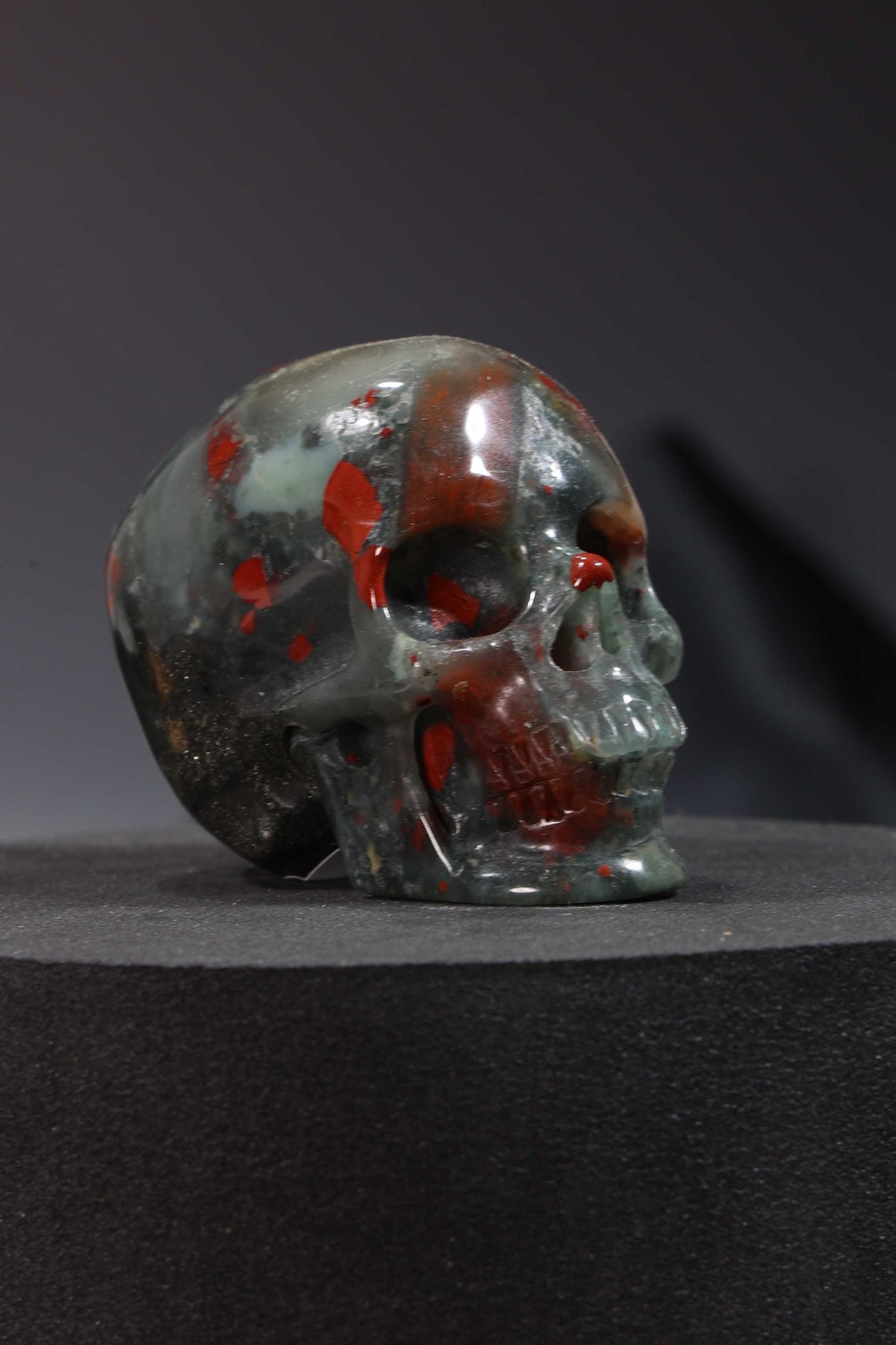 African Bloodstone Skull Carving