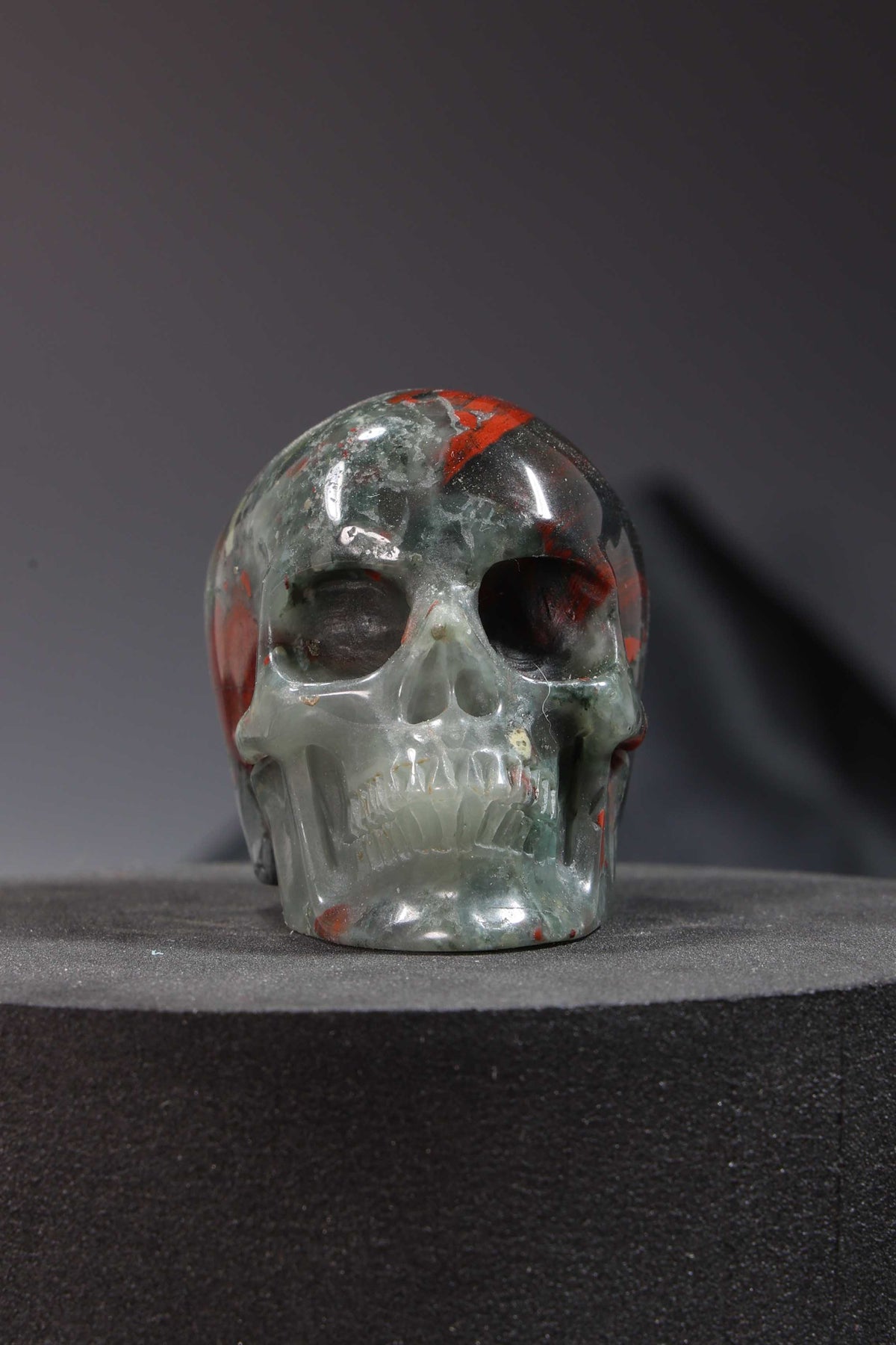 African Bloodstone Skull Carving