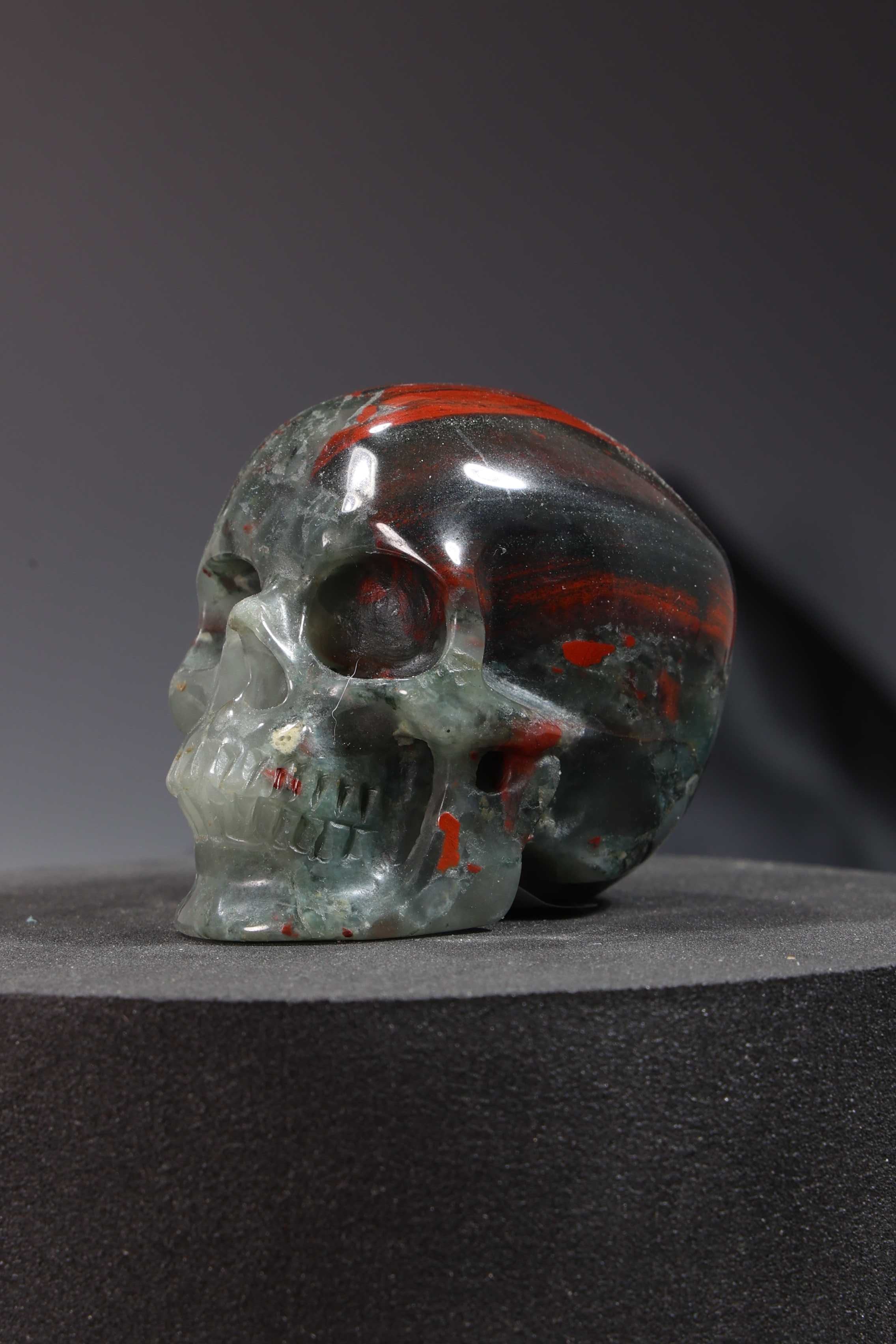 African Bloodstone Skull Carving