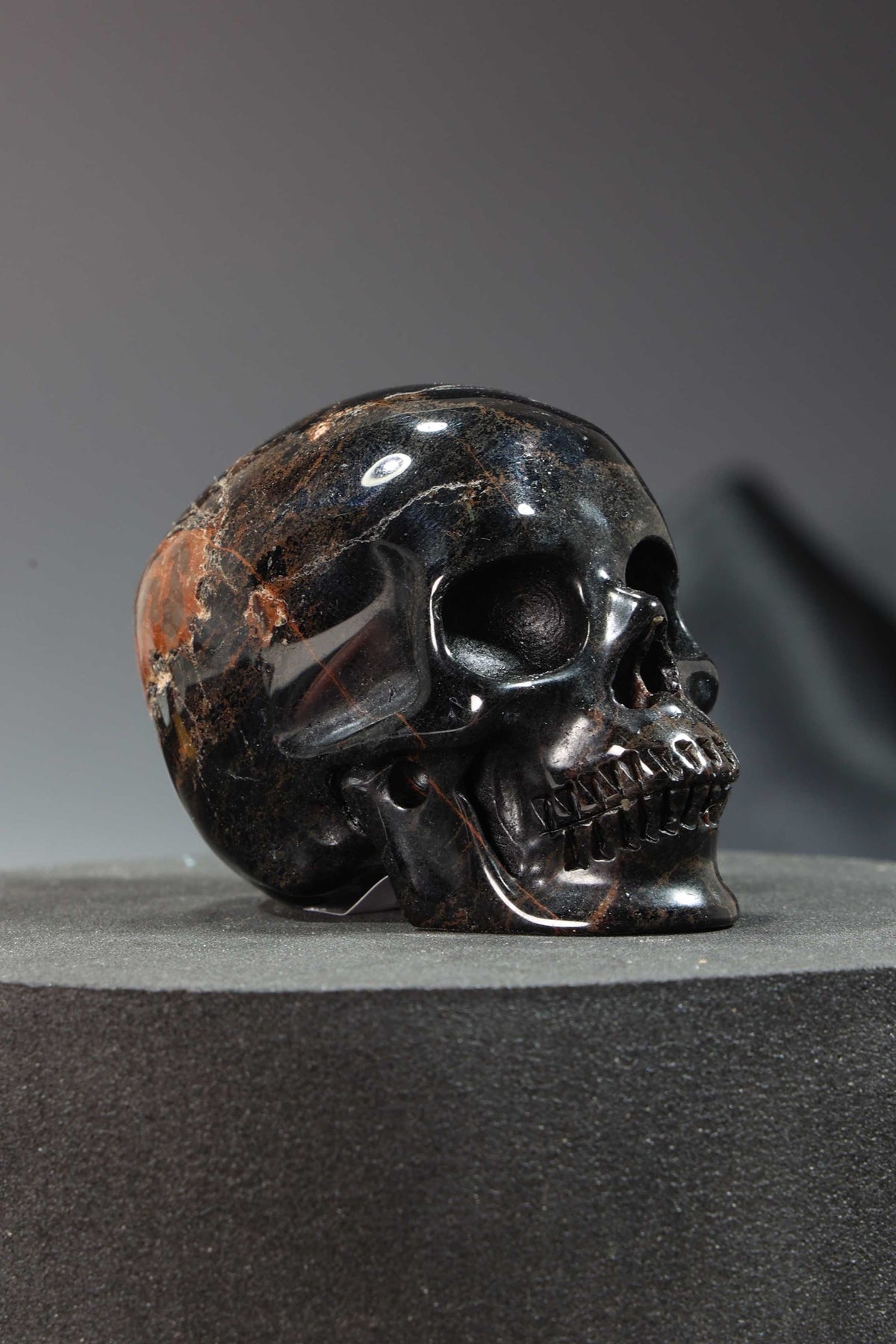 Black Tourmaline Skull Carving