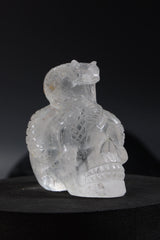 Clear Quartz Skull + Cobra Carving