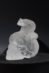 Clear Quartz Skull + Cobra Carving