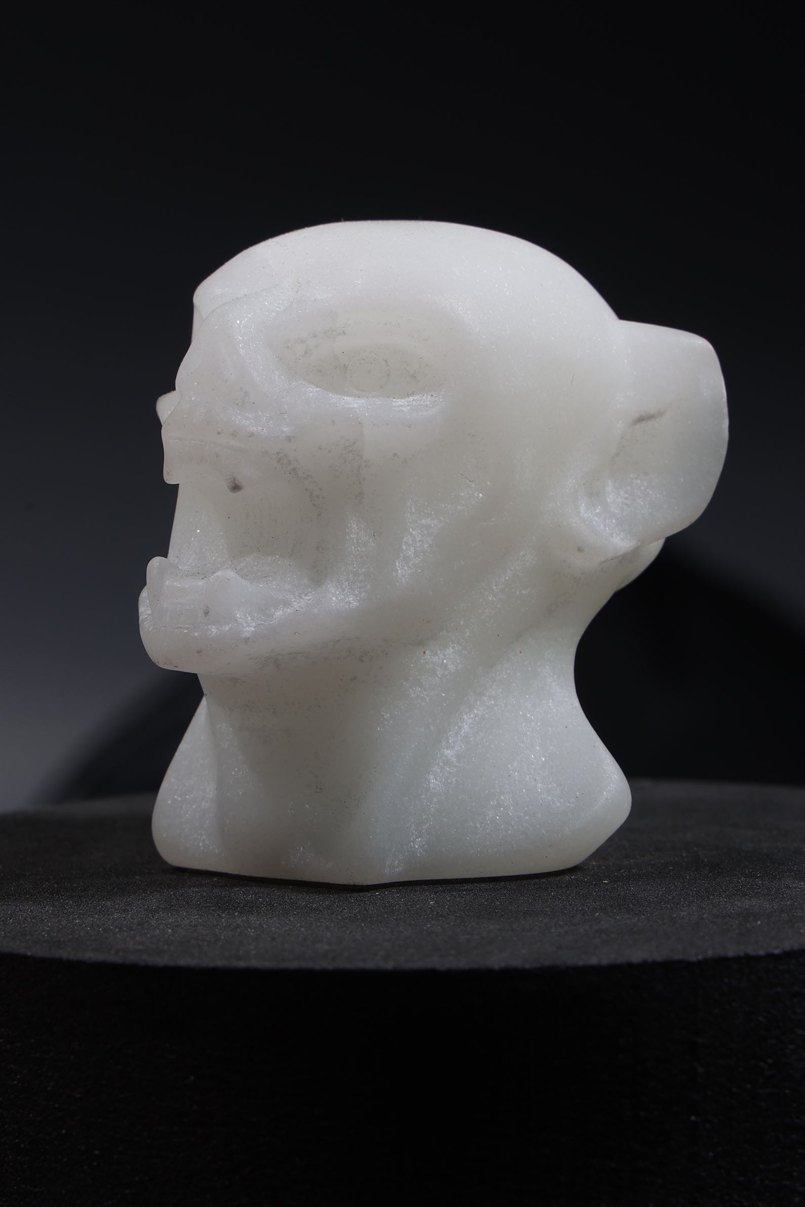 Snow Quartz Gargoyle Head Carving