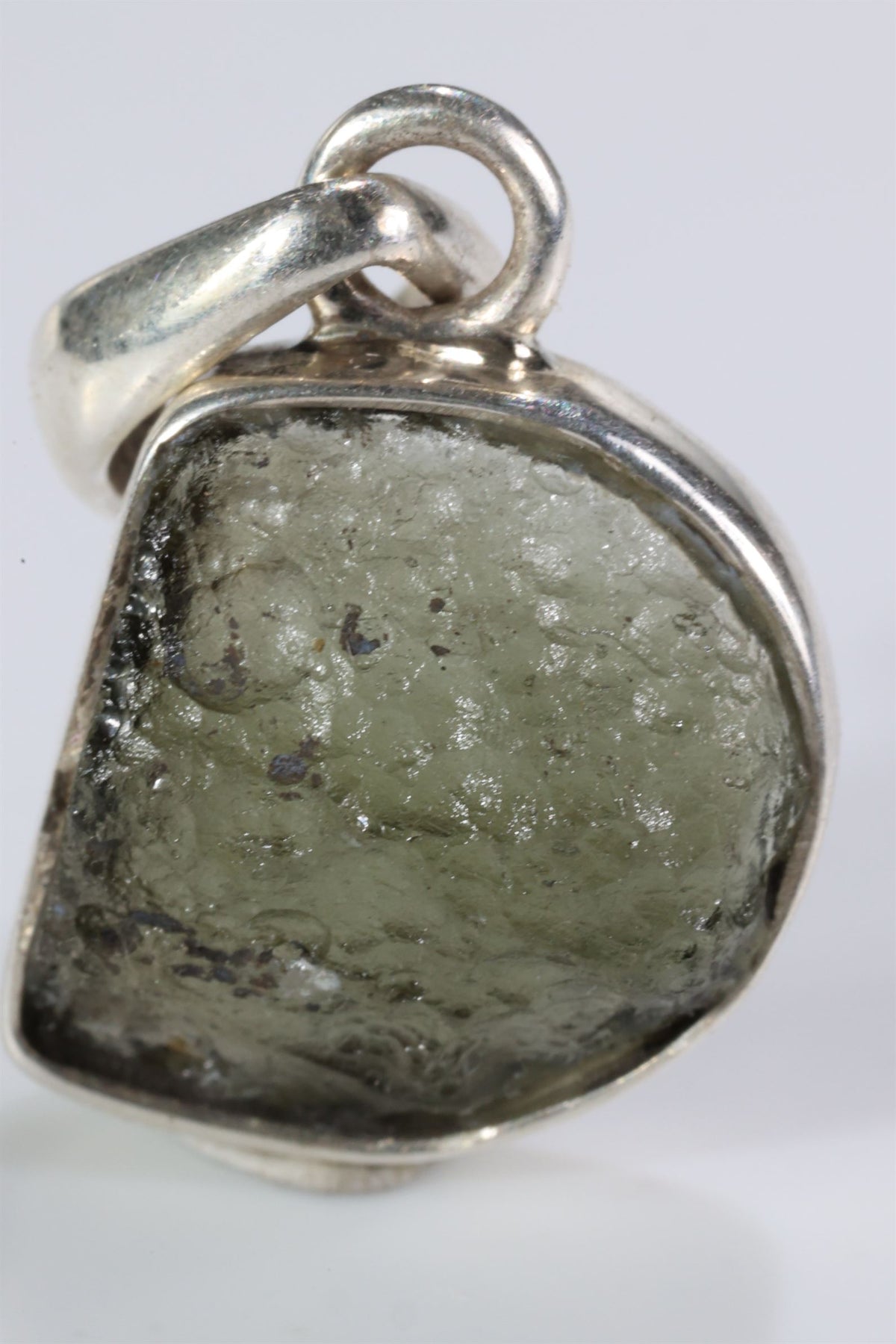 Moldavite Pendant in Sterling Silver