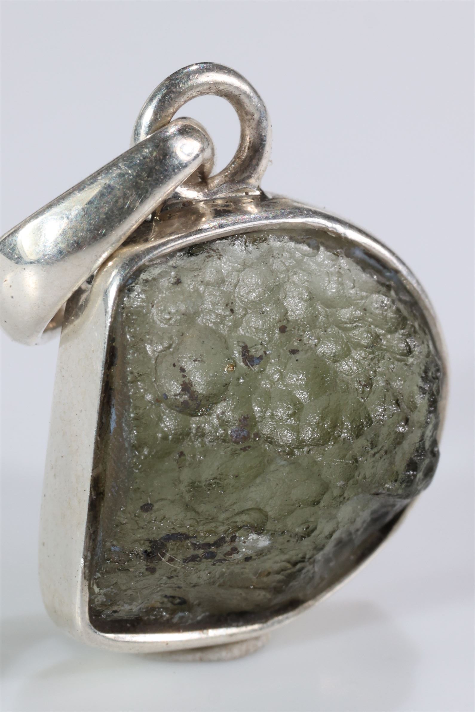 Moldavite Pendant in Sterling Silver