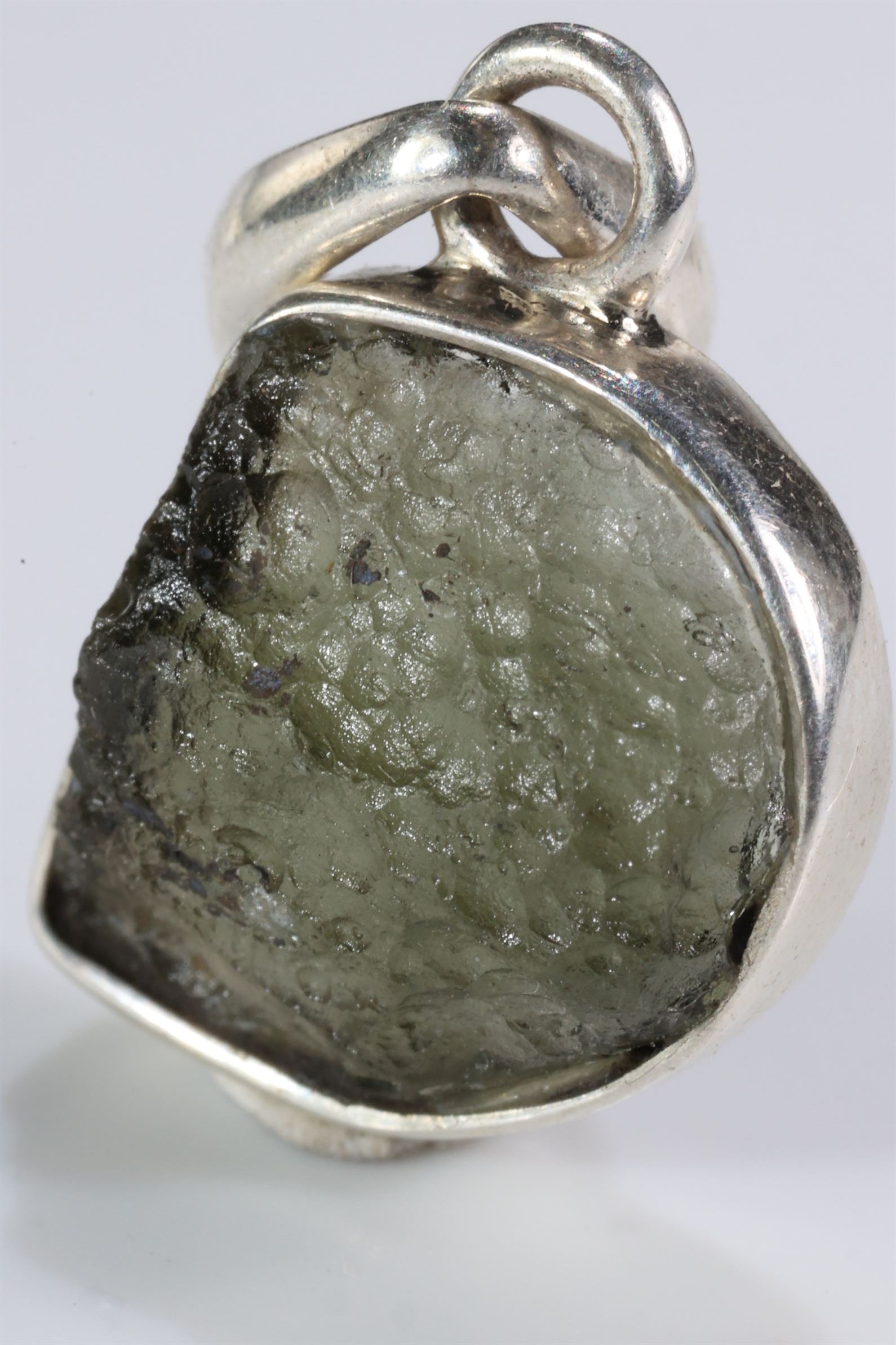 Moldavite Pendant in Sterling Silver