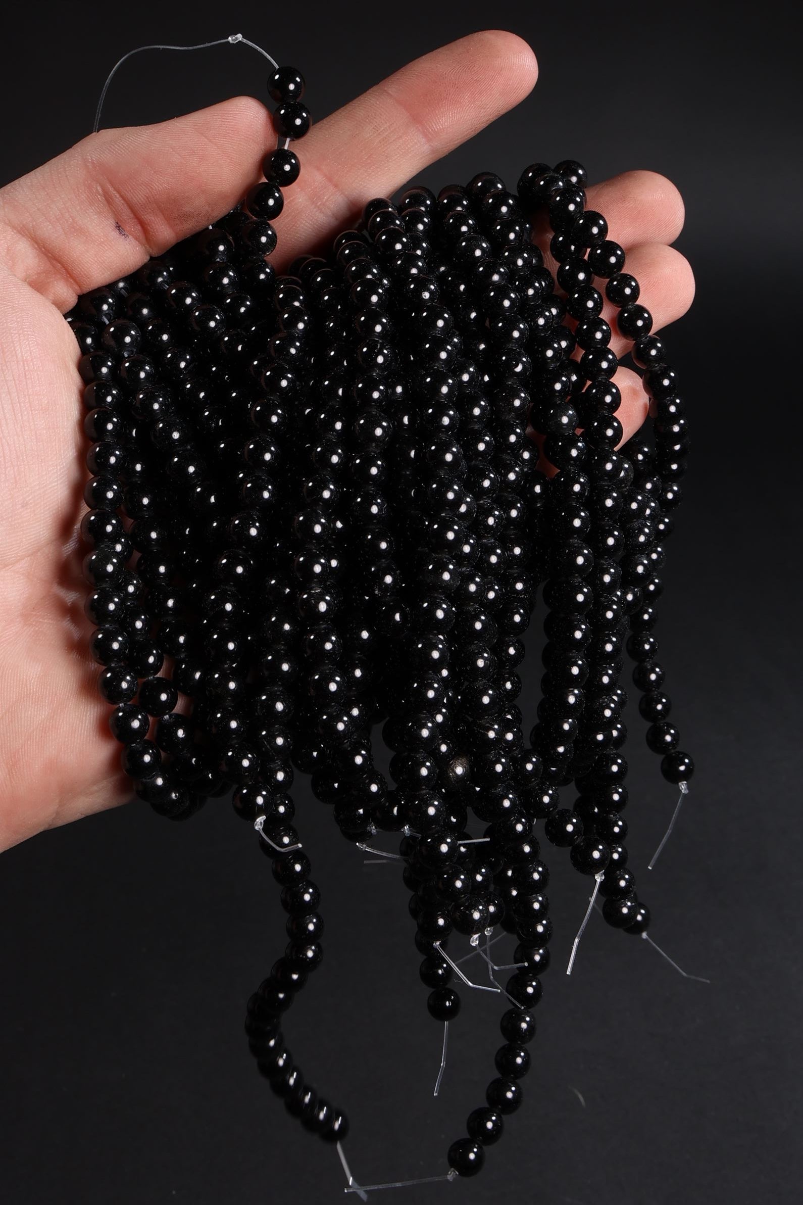 Black Obsidian Bead Strand