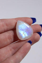 -AAA GRADE - Rainbow Moonstone Cab (Drilled)