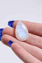 -AAA GRADE - Rainbow Moonstone Cab (Drilled)