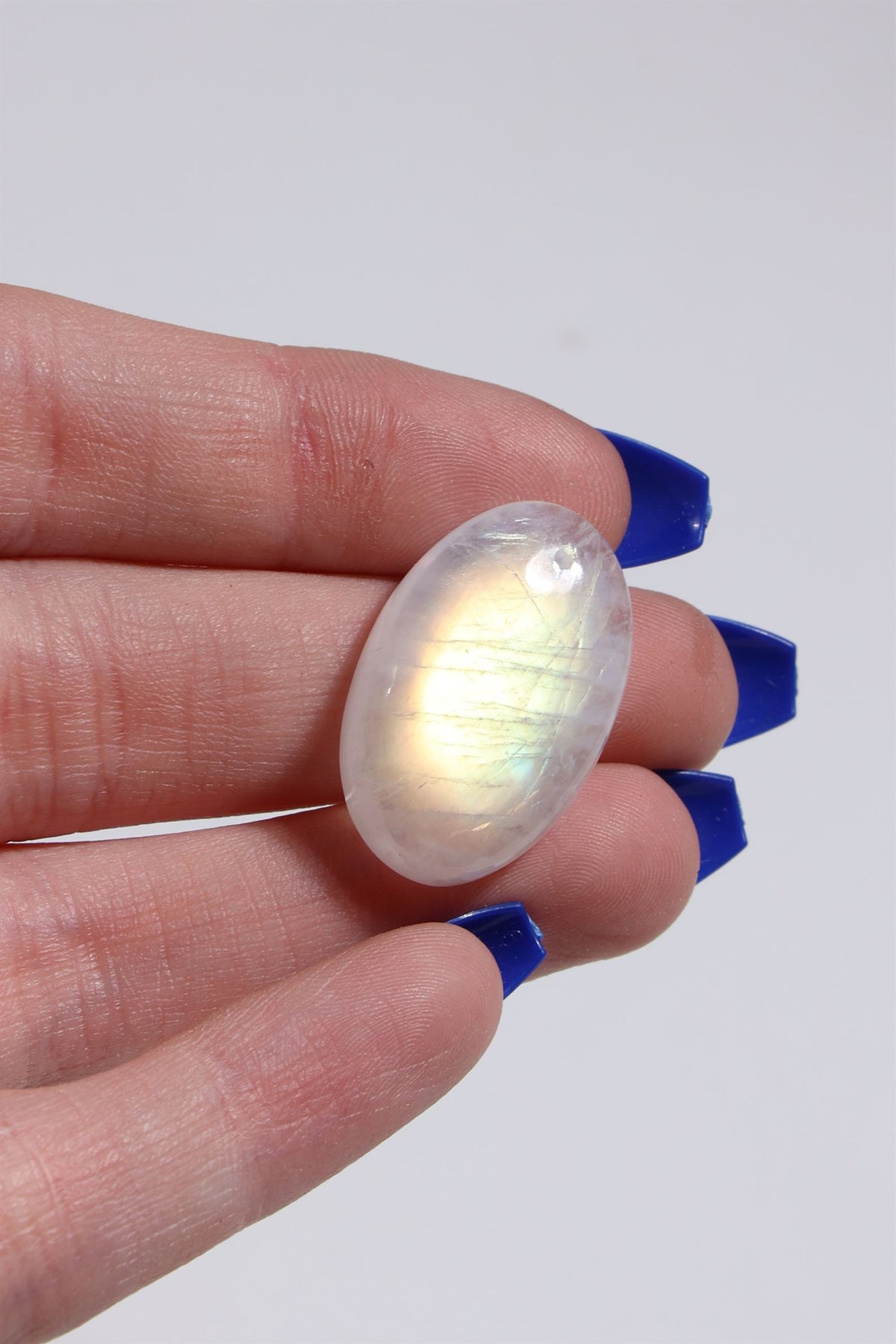 -AAA GRADE - Rainbow Moonstone Cab (Drilled)