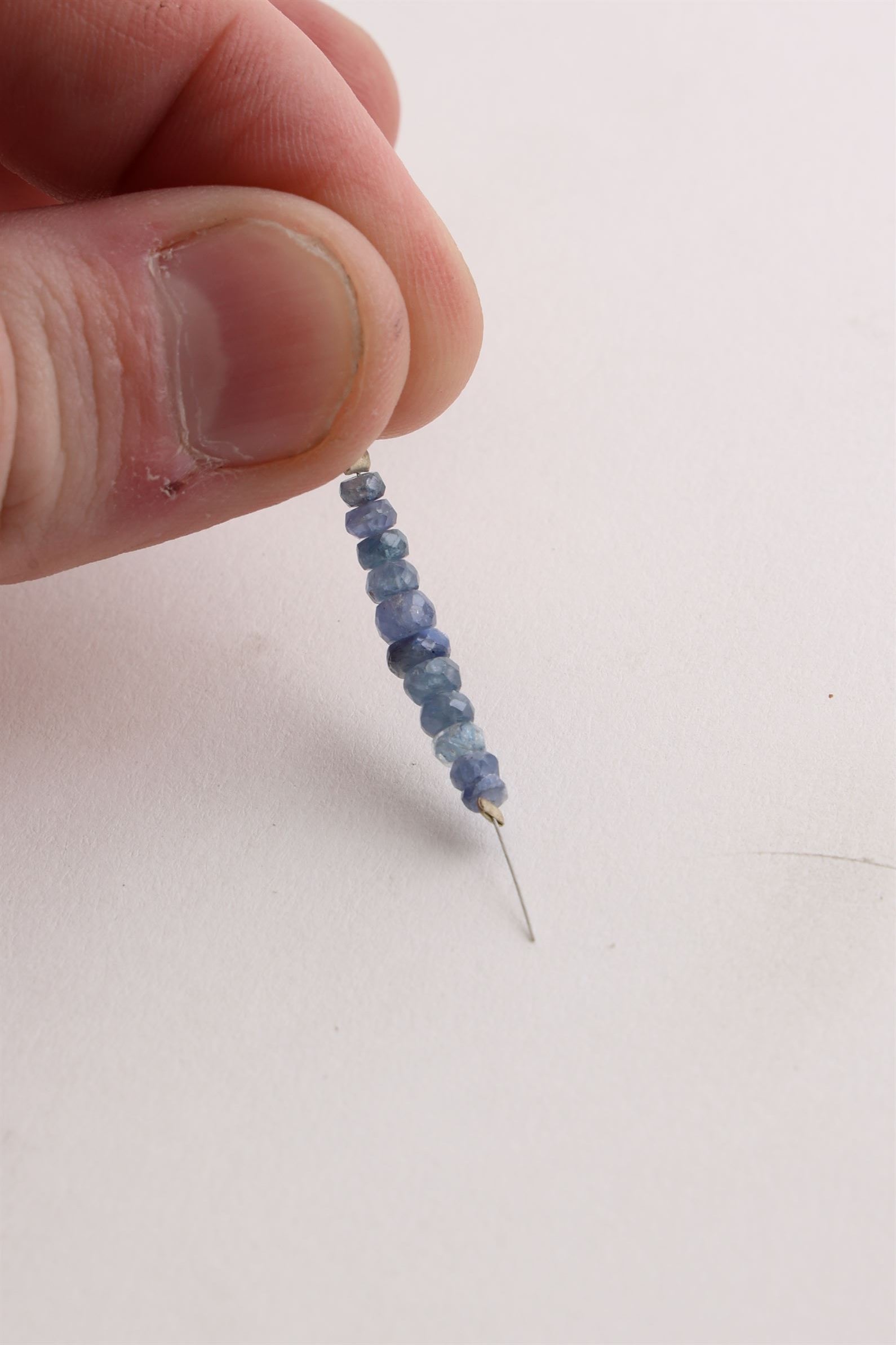 Small Faceted Blue Sapphire Bead Strand (11 Beads)