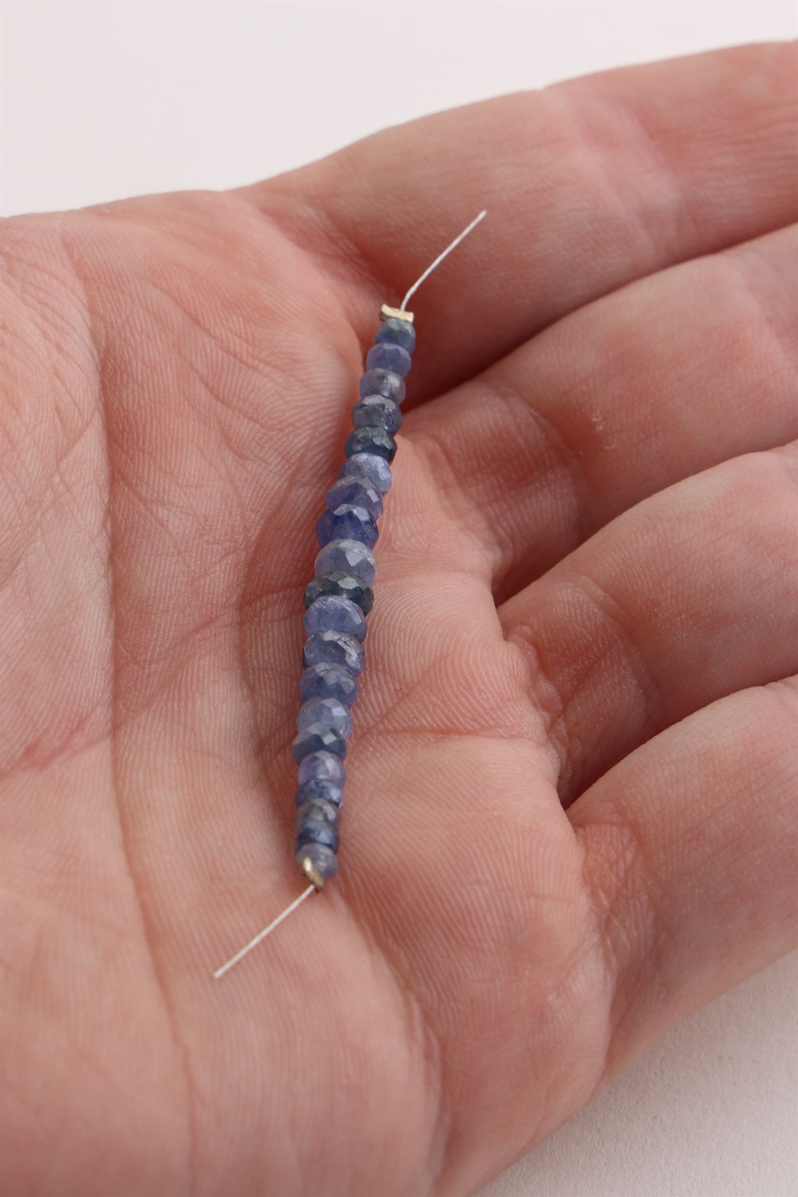 Small Faceted Blue Sapphire Bead Strand (21 Beads)