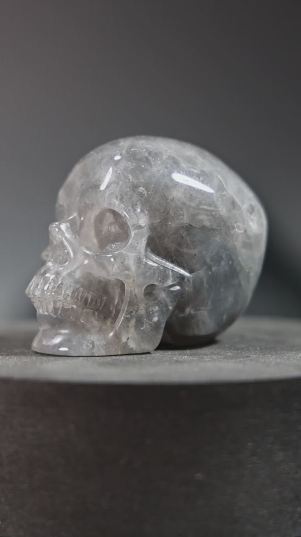 Blue Rose Quartz Skull Carving