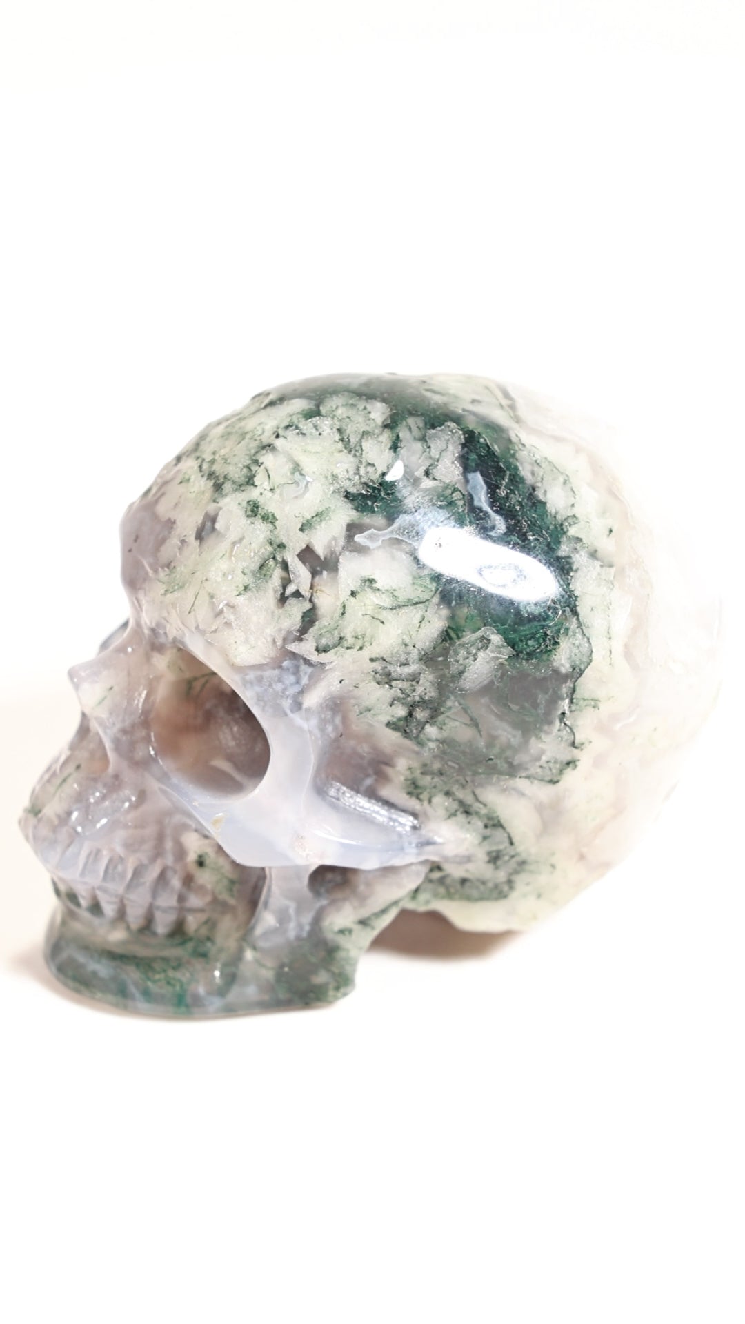 Moss Agate 2" Skull