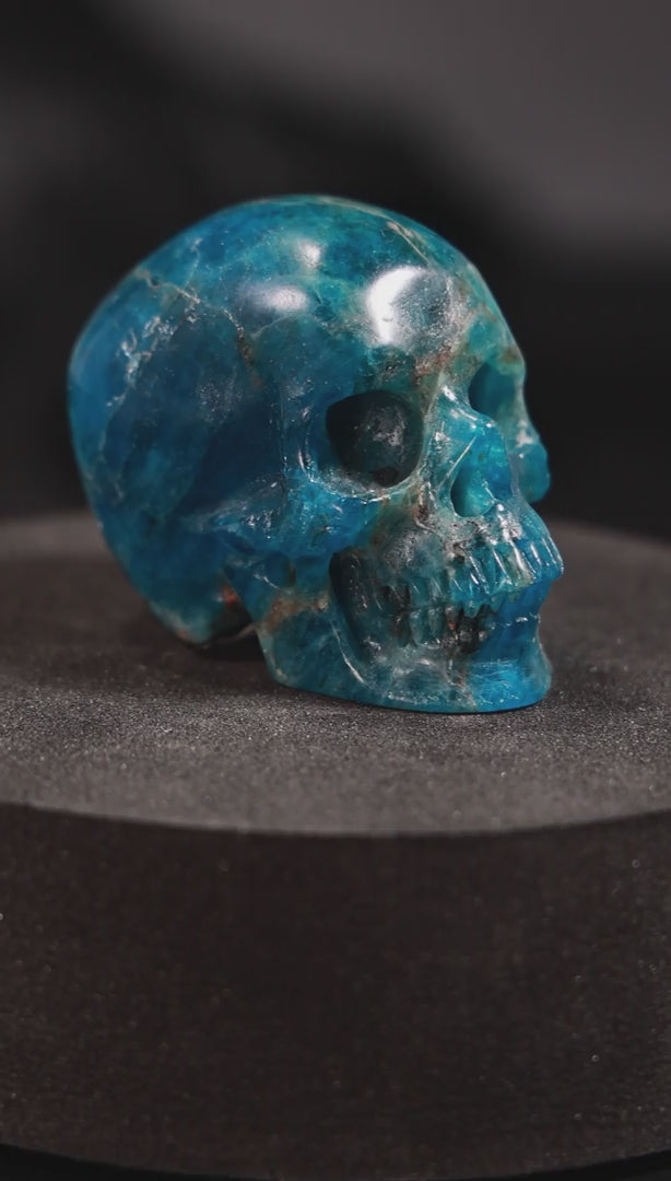 Blue Apatite Skull Carving