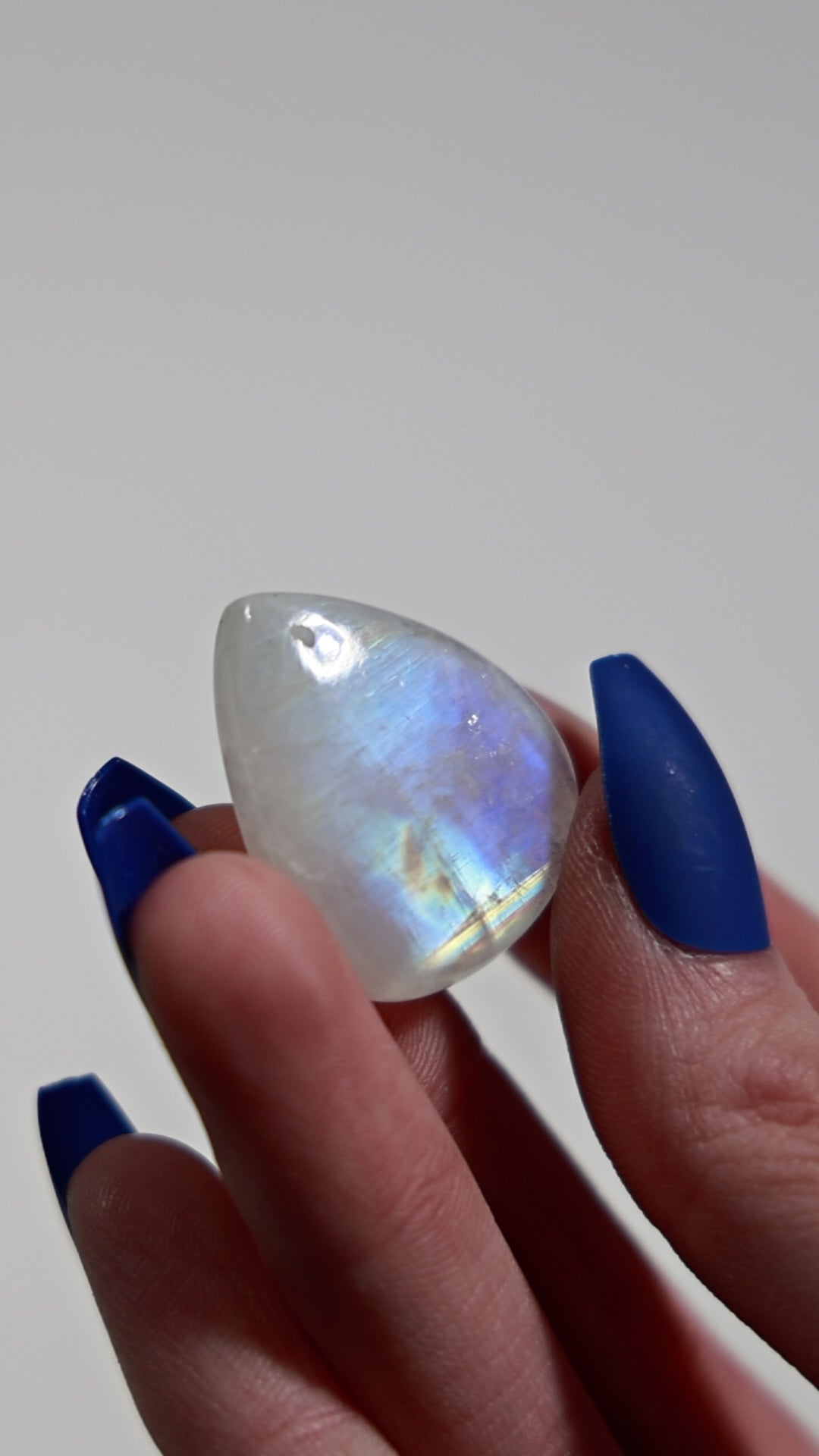 -AAA GRADE - Rainbow Moonstone Cab (Drilled)